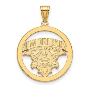 14k Gold Plated Silver U. of New Orleans XL Circle Pendant